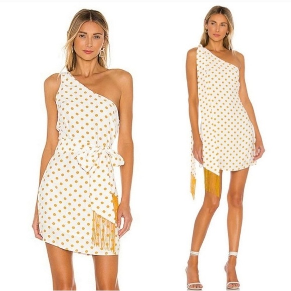 NWT House of Harlow 1960 Dahlia Dress in White and Copper Dot - Size XS - Picture 1 of 6